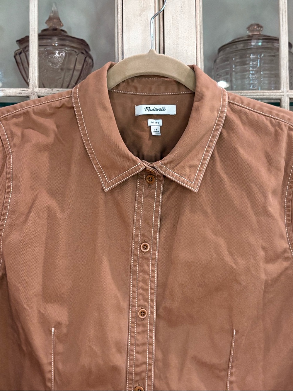 Madewell 100% Cotton Chestnut Brown Button-Up Shirt
